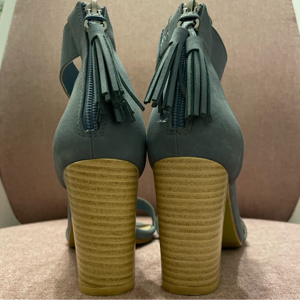 Allegra heeled sandals/heels blue suede 7.5 - Picture 2 of 5